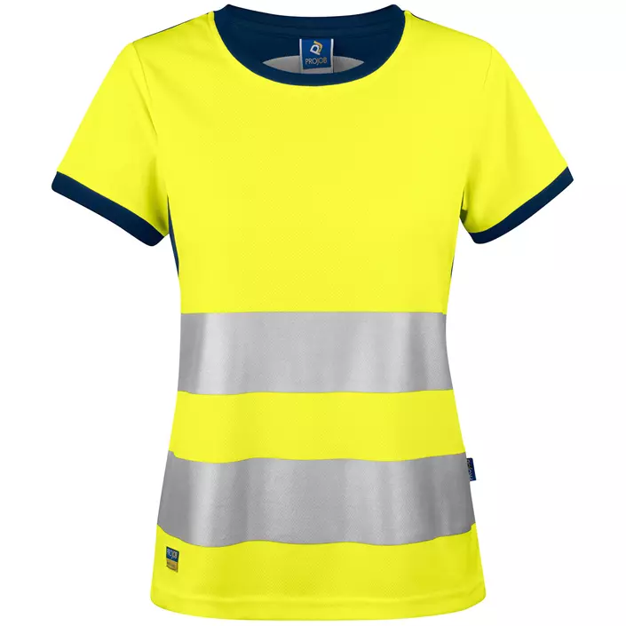 ProJob women's T-shirt 6012, Hi-vis Yellow/Marine, large image number 0