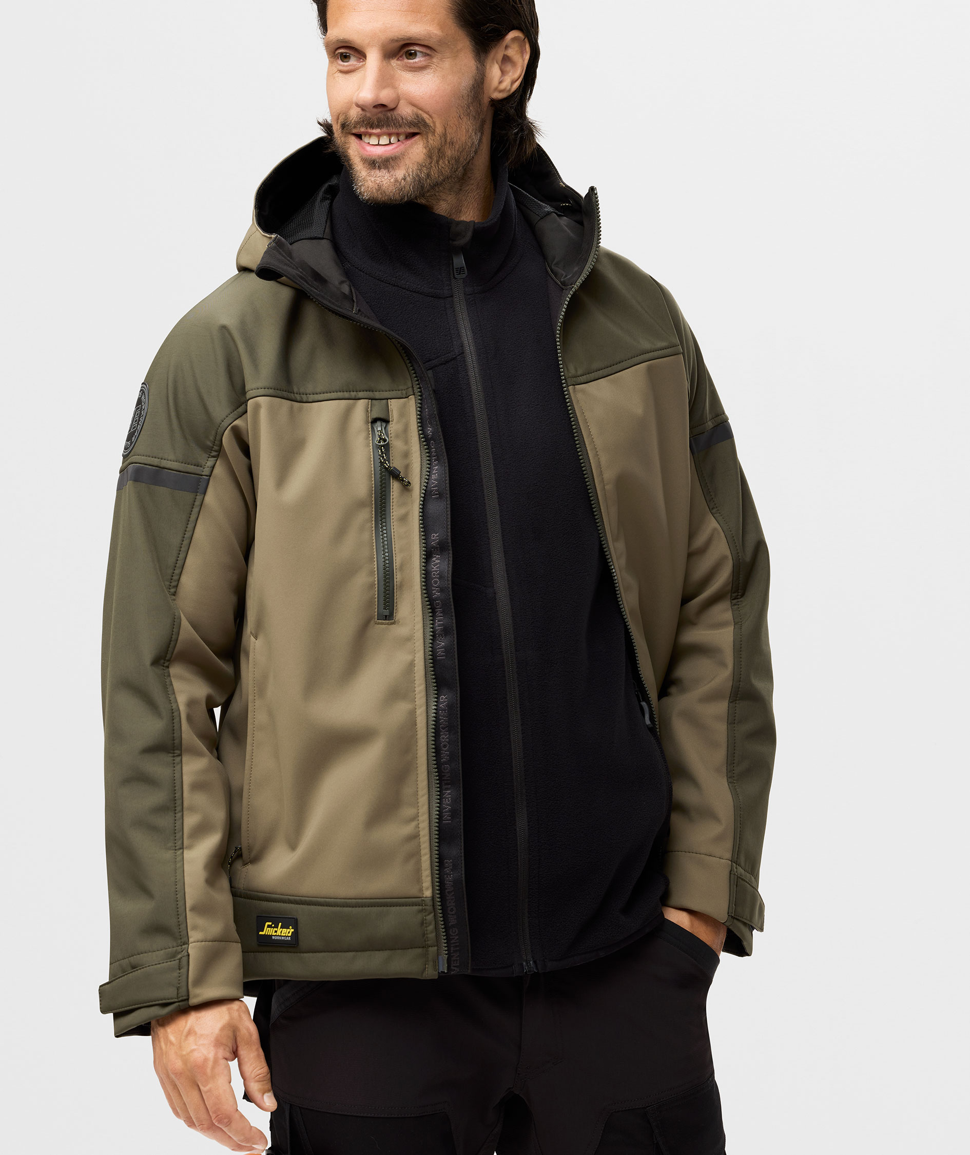 Snickers AllroundWork softshelljacka 1226, Khaki Green/Dark Khaki Green