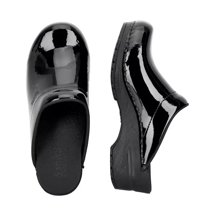 Sanita Original Sonja Patent clogs without heel cover, Black, large image number 2