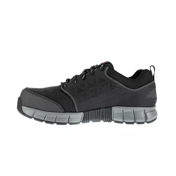 Reebok Black Leather Oxford safety shoes S1P, Black