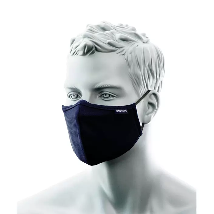 Portwest CV35 3-layer reusable face mask with nose bar, Marine Blue, Marine Blue, large image number 0