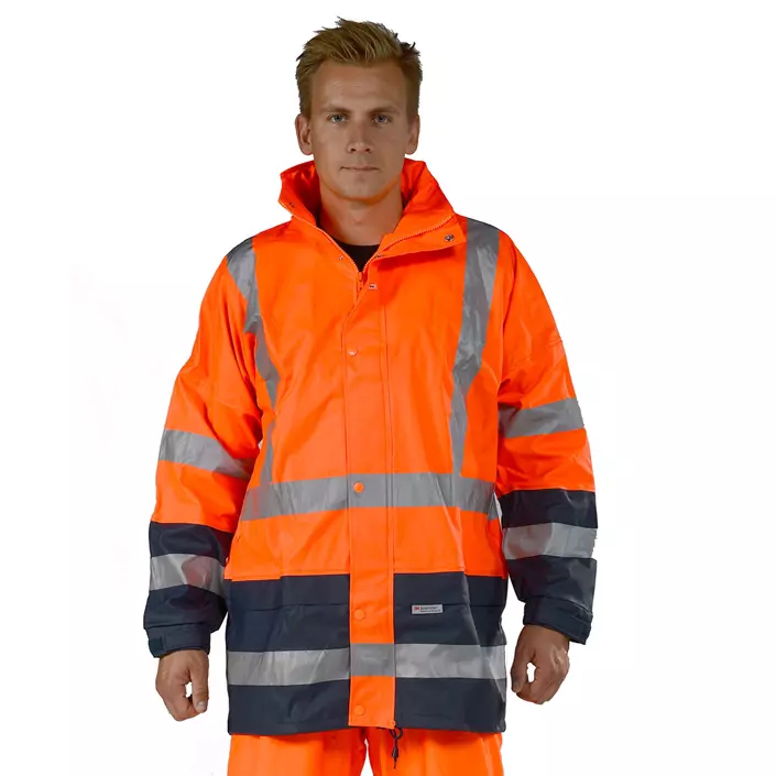 Ocean Weather Comfort lined rain jacket, Hi-vis Orange/Marine, large image number 0