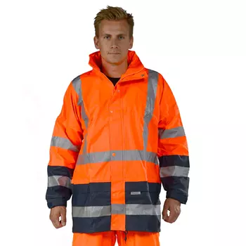 Ocean Weather Comfort lined rain jacket, Hi-vis Orange/Marine