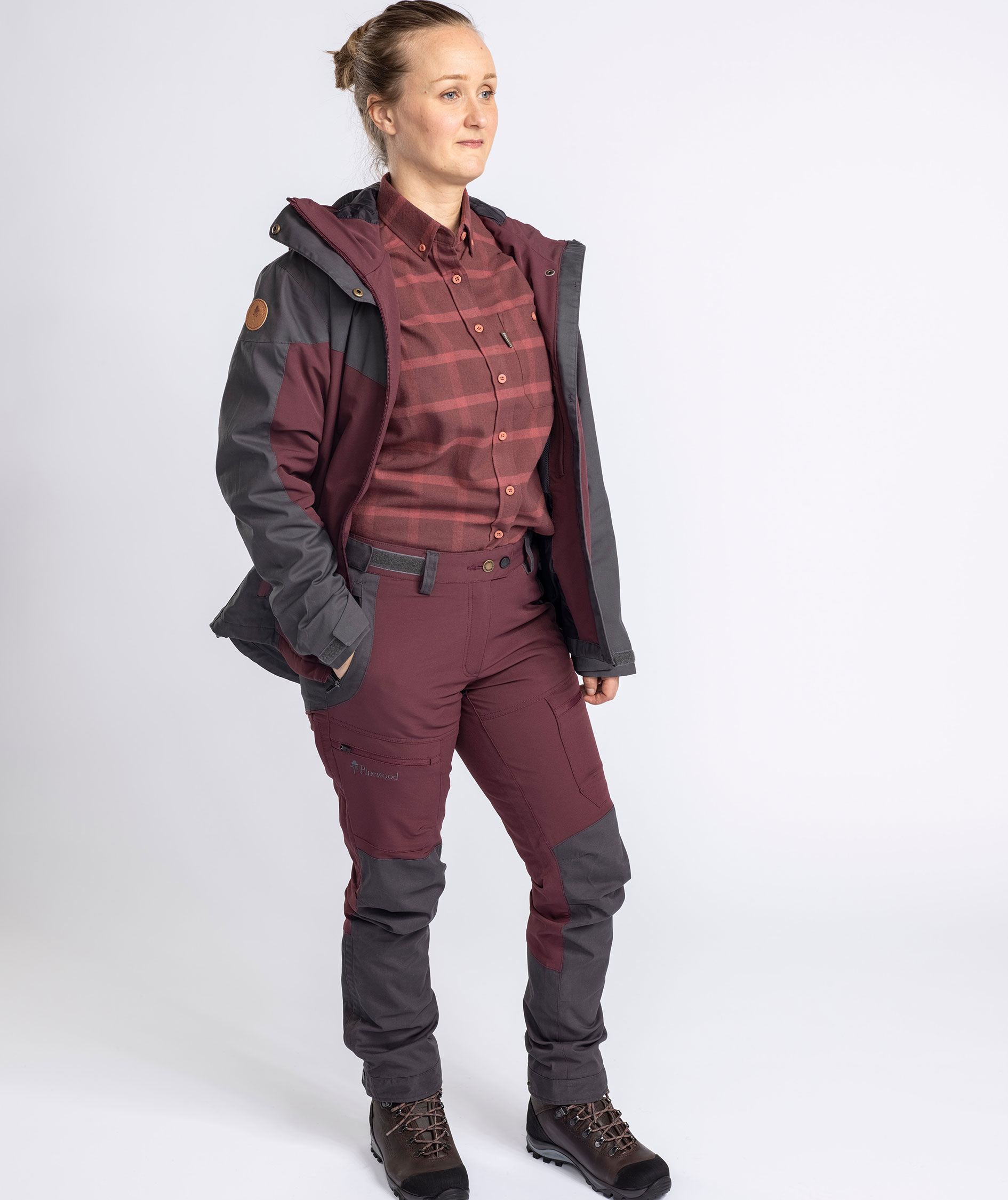 Pinewood&nbsp;Finnveden Hybrid Extreme damejakke, Earth Plum/Dark Anthracite, large image number 9