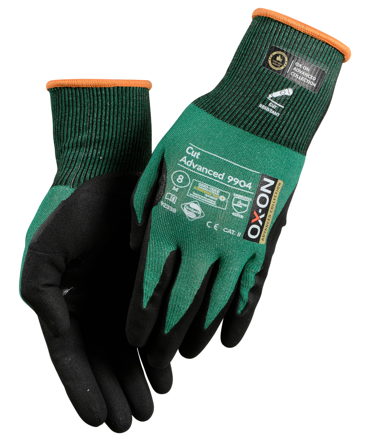 OX-ON Cut Advanced 9904 sk&aelig;rehandsker Cut B, Gr&oslash;n/Sort, large image number 1