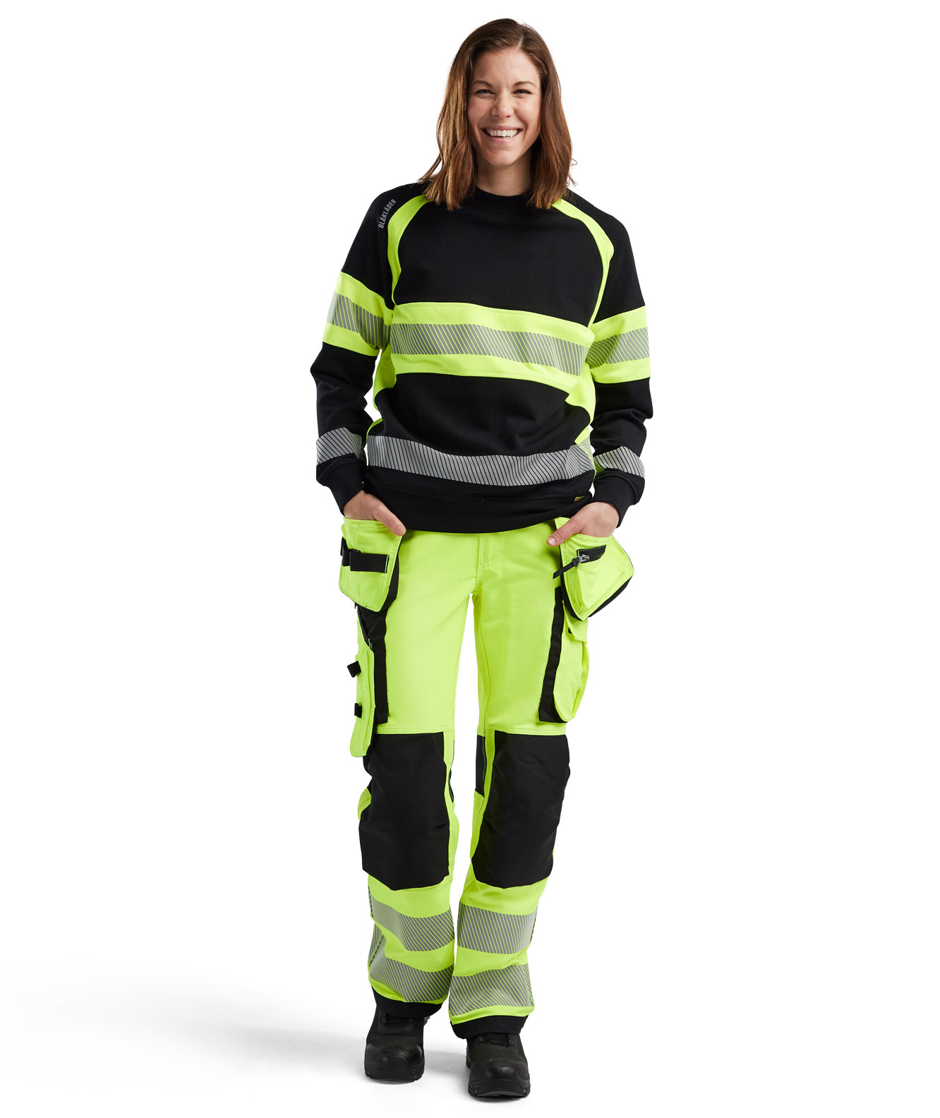 Bl&aring;kl&auml;der dame sweatshirt, Sort/Hi-Vis Gul
