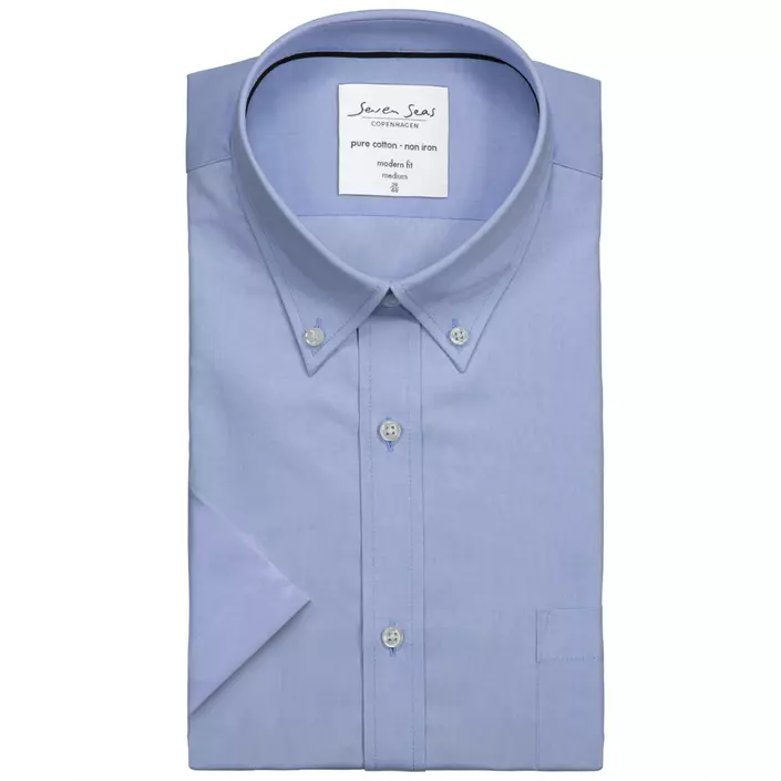 Seven Seas Oxford modern fit kortærmet skjorte, Lys Blå, large image number 4