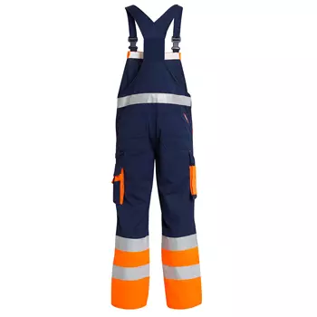 Engel work bib and brace trousers, Marine/Hi-Vis Orange