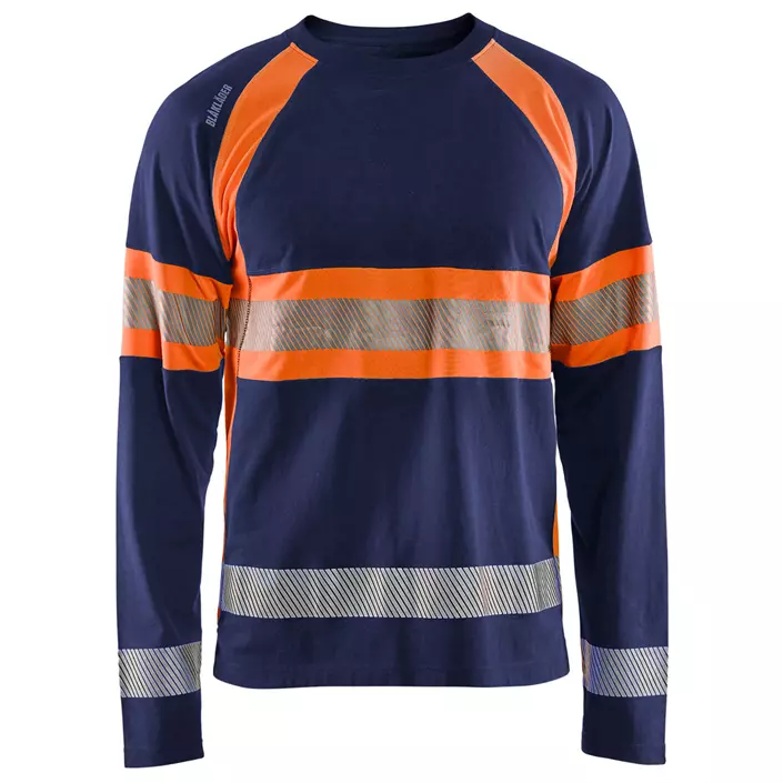 Blåkläder langærmet T-shirt, Marine/Hi-Vis Orange, large image number 0