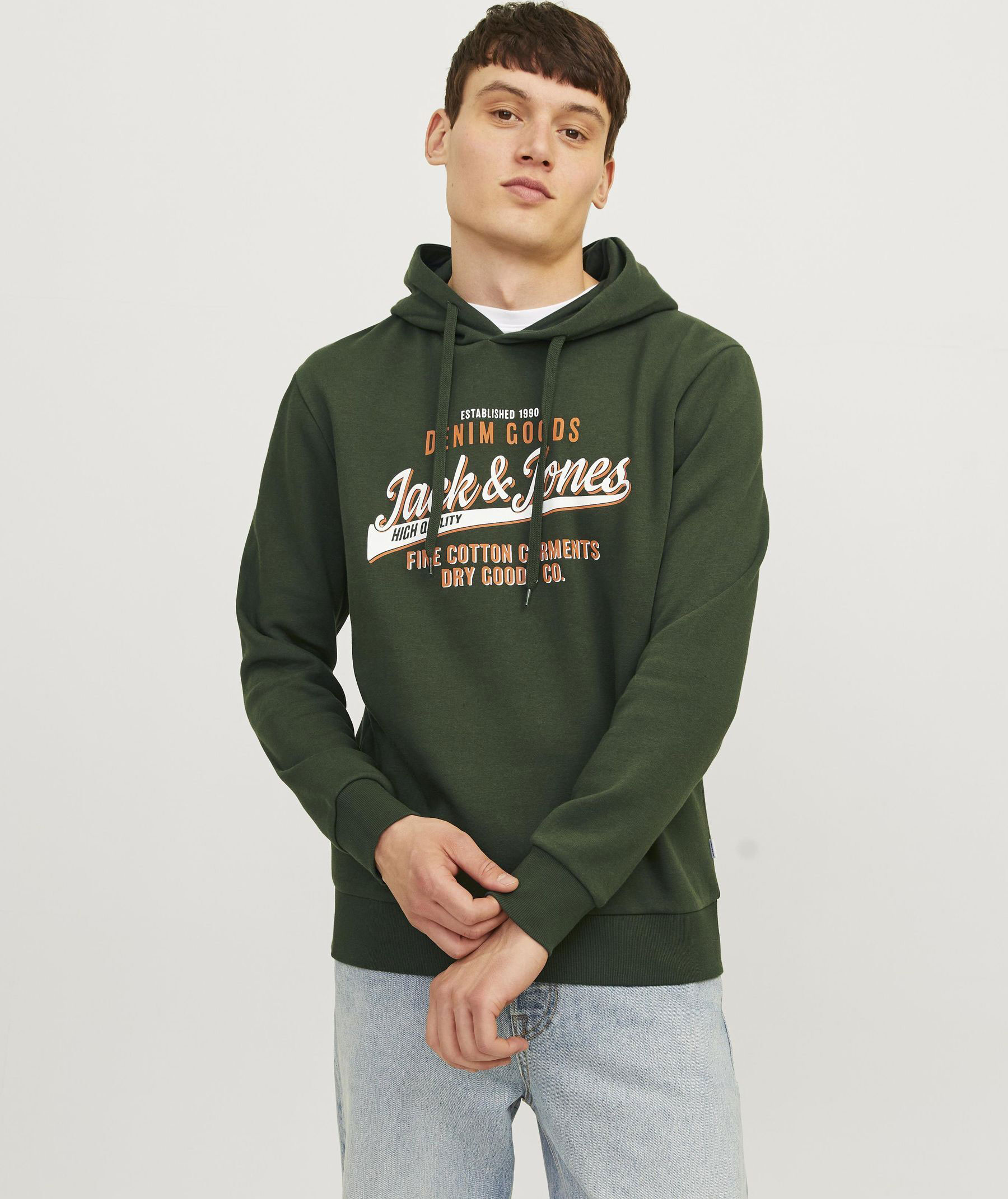 Jack & Jones JJELOGO hoodie, Kombu Green