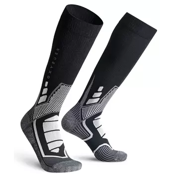 Oxyburn Ultra Trekking Knee socks with merino wool, Black/Silver