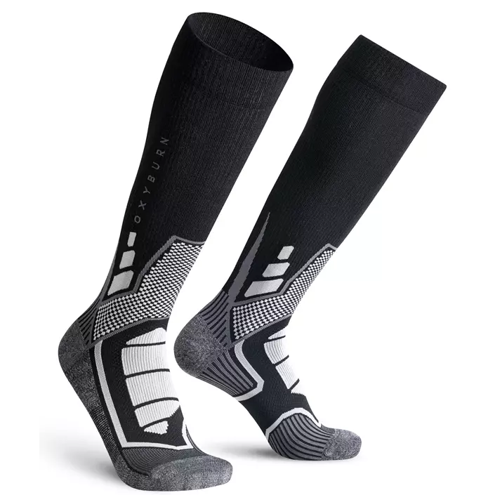 Oxyburn Ultra Trekking Knee socks with merino wool, Black/Silver, large image number 0