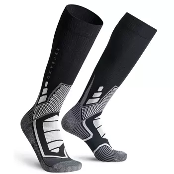 Oxyburn Ultra Trekking Knee socks with merino wool, Black/Silver