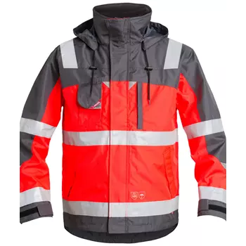 Engel shell jacket, Hi-vis red/grey