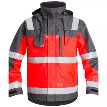 Engel shell jacket, Hi-vis red/grey