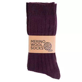3-pack socks with merino wool, Aubergine