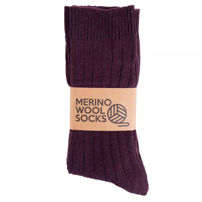 3-pack sokker med merinoull, Aubergine, large image number 1