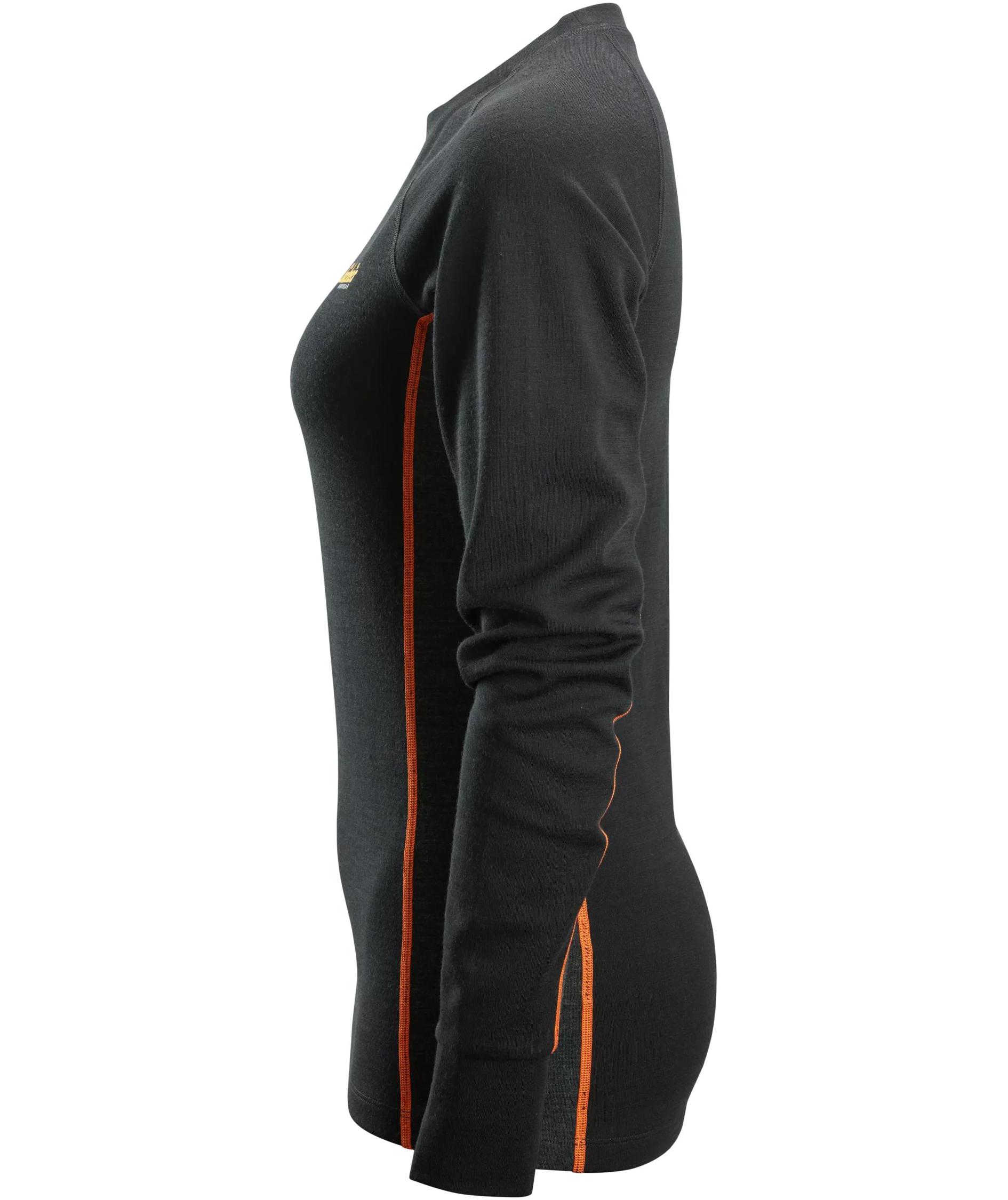 Snickers women's thermal crewneck with merino wool 9470, Black/Anthracite Melange, large image number 4