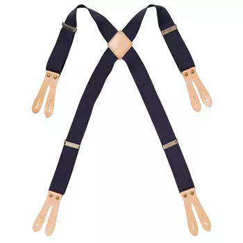 Segers adjustable braces with leather for apron, Marine Blue