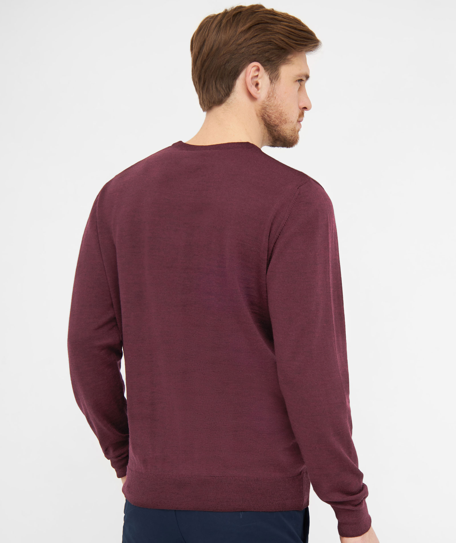 Clipper Milan knitted pullover with merino wool, Burgundy melange, large image number 2