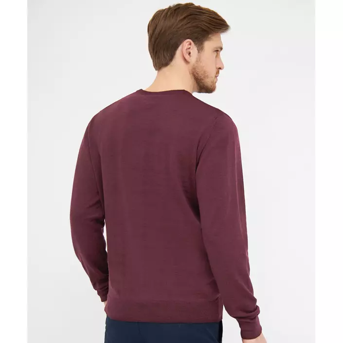 Clipper Milan stickad tröja med merinoull, Burgundy melange, large image number 2