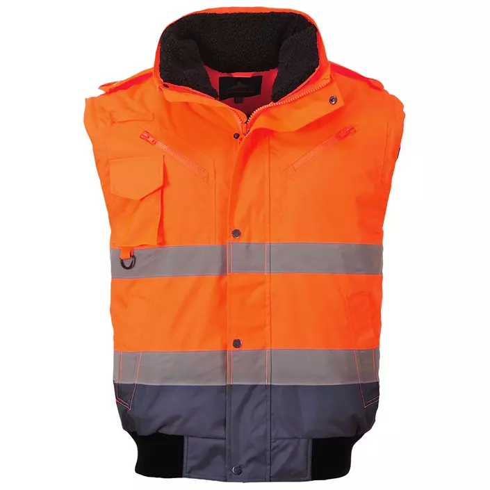 Portwest 3-in-1 pilotjacket with detachable sleeves, Hi-vis Orange/Marine, large image number 4