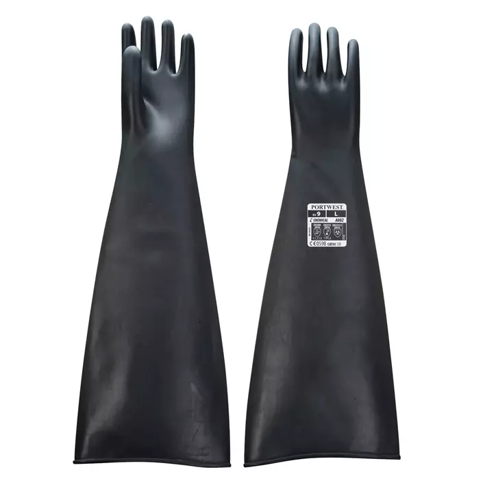 Portwest thick chemical protective gloves in latex, 60 cm, Black, large image number 2