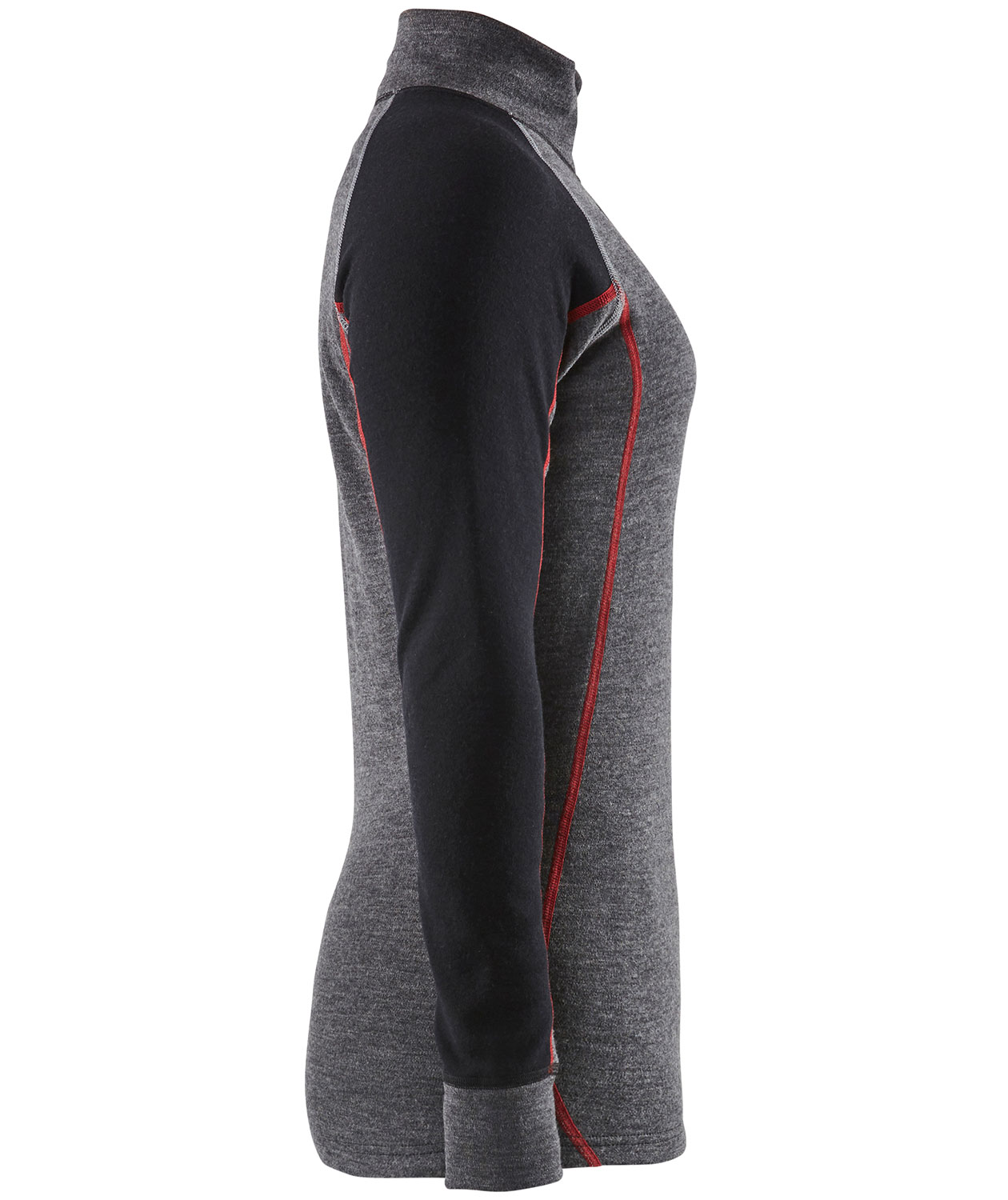 Bl&aring;kl&auml;der XWARM lang&aelig;rmet dame undertr&oslash;je med merinould, Mellemgr&aring;/sort, large image number 2