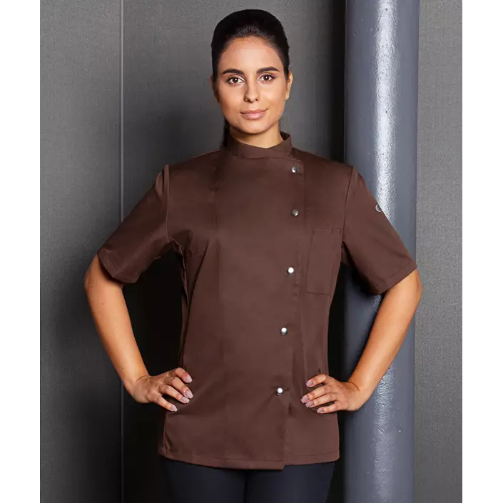 Karlowsky Greta short-sleeved women's chef jacket, Light Brown, large image number 1