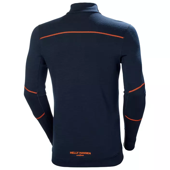 Helly Hansen Lifa half zip undershirt with merino wool, Navy/dark orange, large image number 2