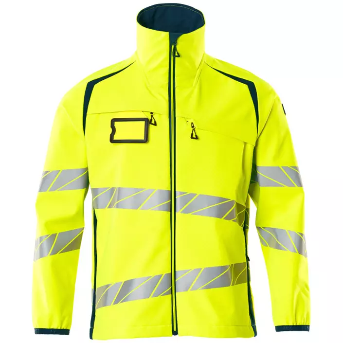 Mascot Accelerate Safe softshell jacket, Hi-Vis Yellow/Dark Petroleum, large image number 0