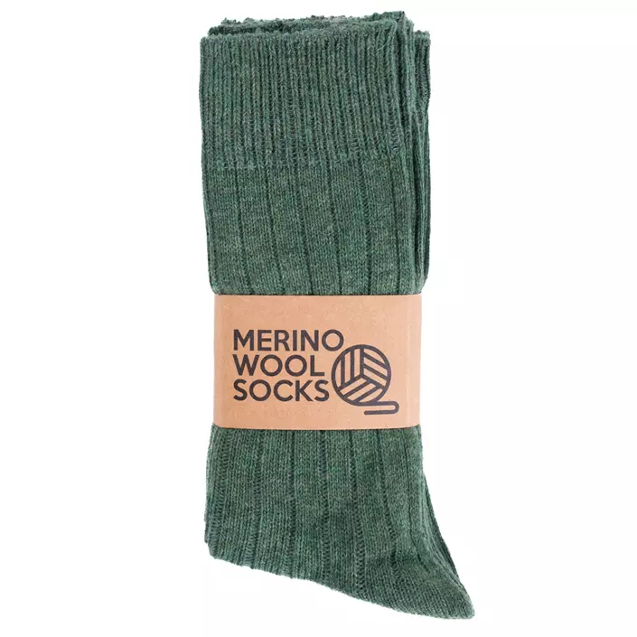 3-pack sokker med merinoull, Dusty green, large image number 1