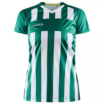 Craft Progress 2.0 Stripe Jersey Damen T-Shirt, Weiß/Team Green