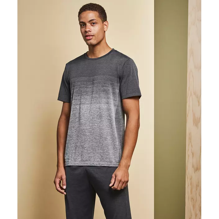 GEYSER seamless stribet T-shirt, Anthracite melange, large image number 1