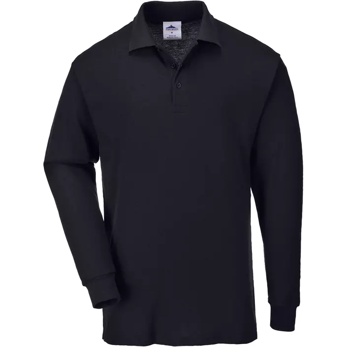 Portwest long-sleeved polo shirt, Black, large image number 0