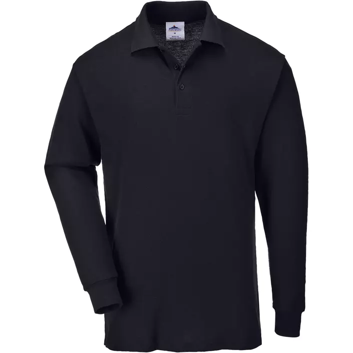 Portwest long-sleeved polo shirt, Black, large image number 0