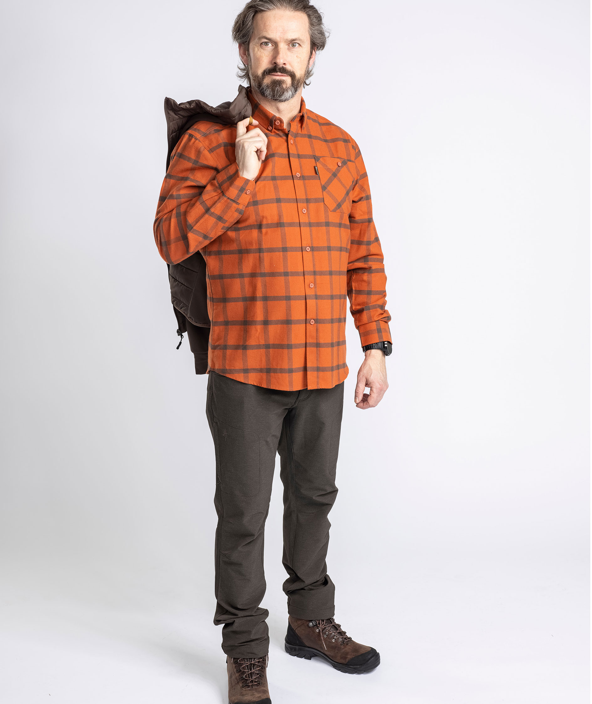 Pinewood V&auml;rnamo flannel skovmandsskjorte, Terracotta/Suede Brown, large image number 4