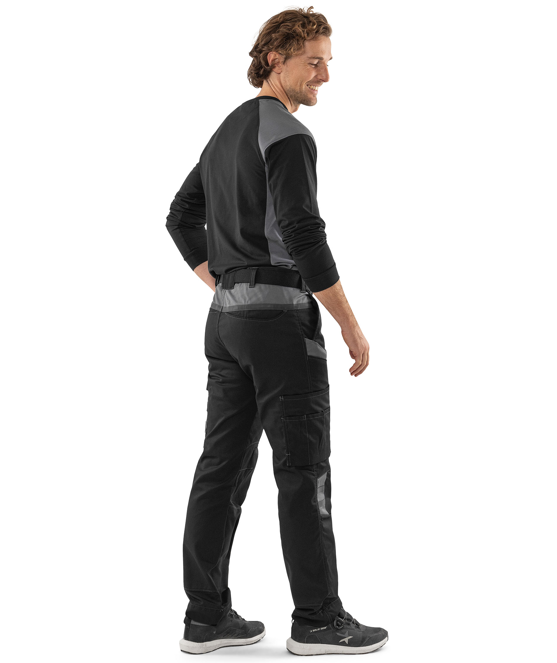 Fristads Heavy long-sleeved T-shirt 7071 GTM, Black/Grey, Black/Grey, large image number 4