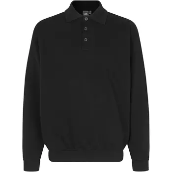ID Klassisches langärmliges Polo-Sweatshirt, Schwarz