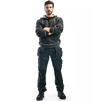 Blåkläder hoodie with zipper, Black Melange