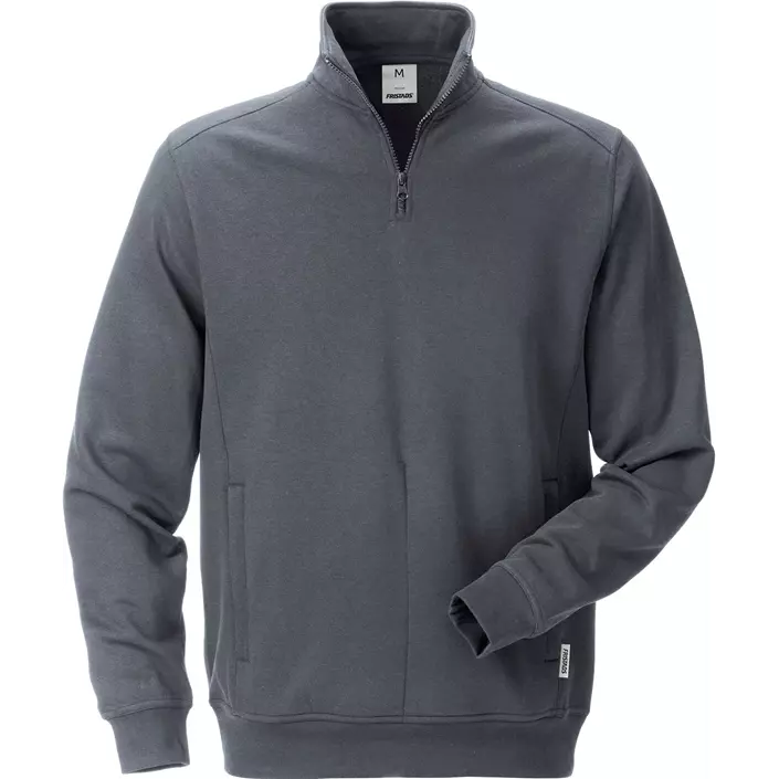 Fristads sweatshirt half zip 7607, Dark Grey, large image number 0
