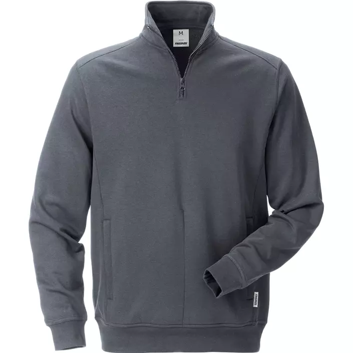 Fristads sweatshirt half zip 7607, Dark Grey, large image number 0