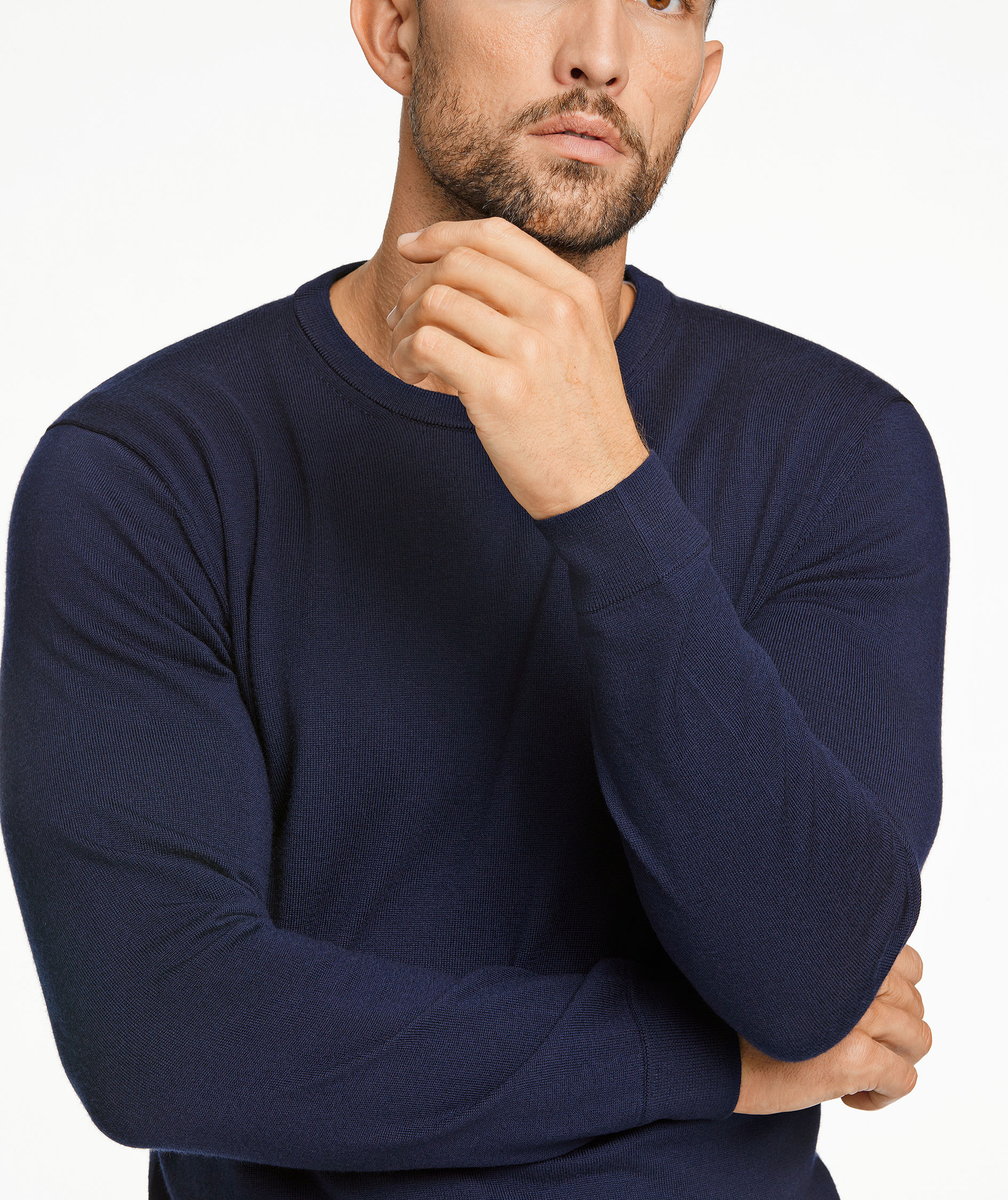 Lindbergh striktr&oslash;je med merinould, Navy, large image number 3