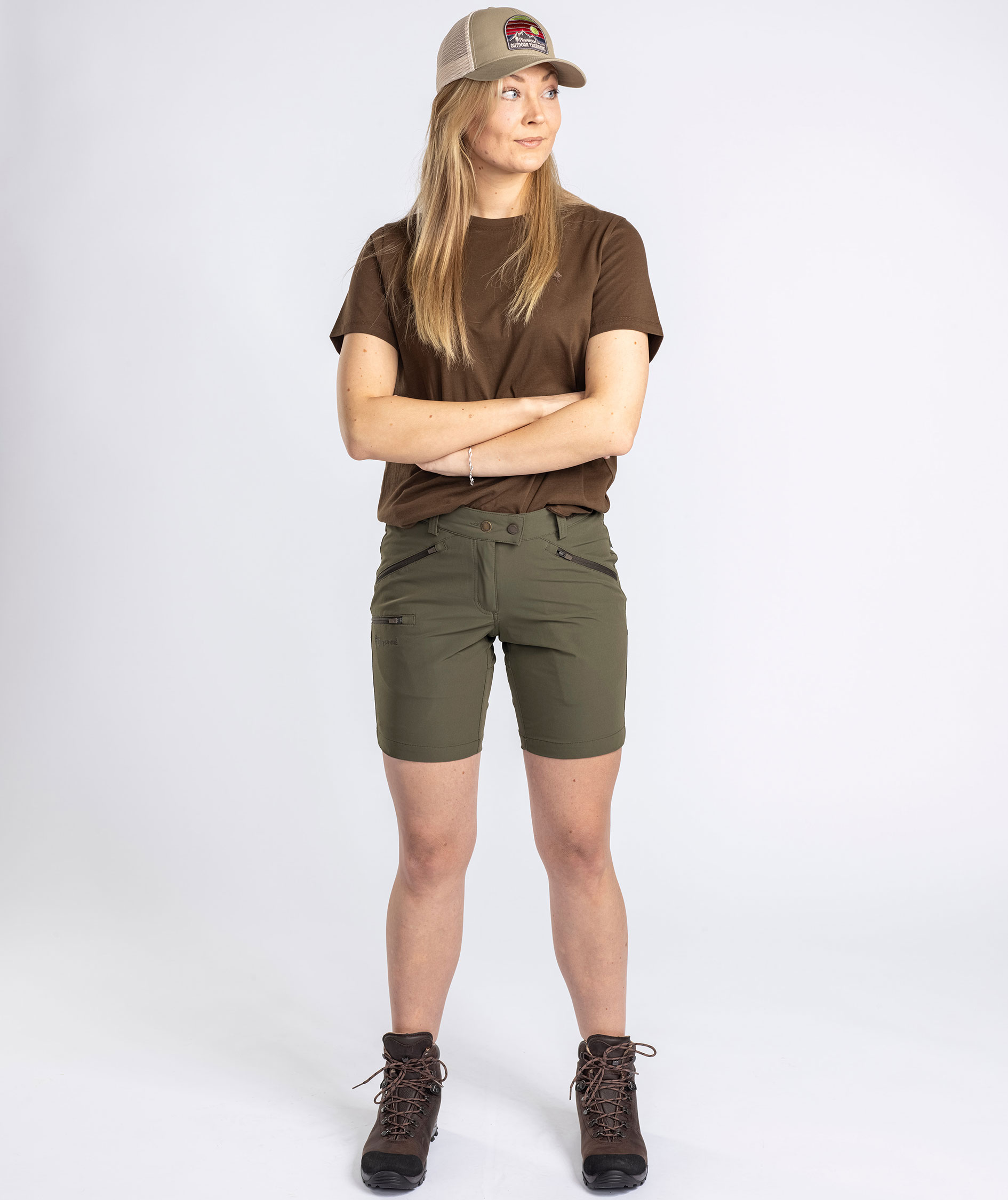 Pinewood 3-pak dame T-shirt, Green/Hunting Brown/Khaki, large image number 10