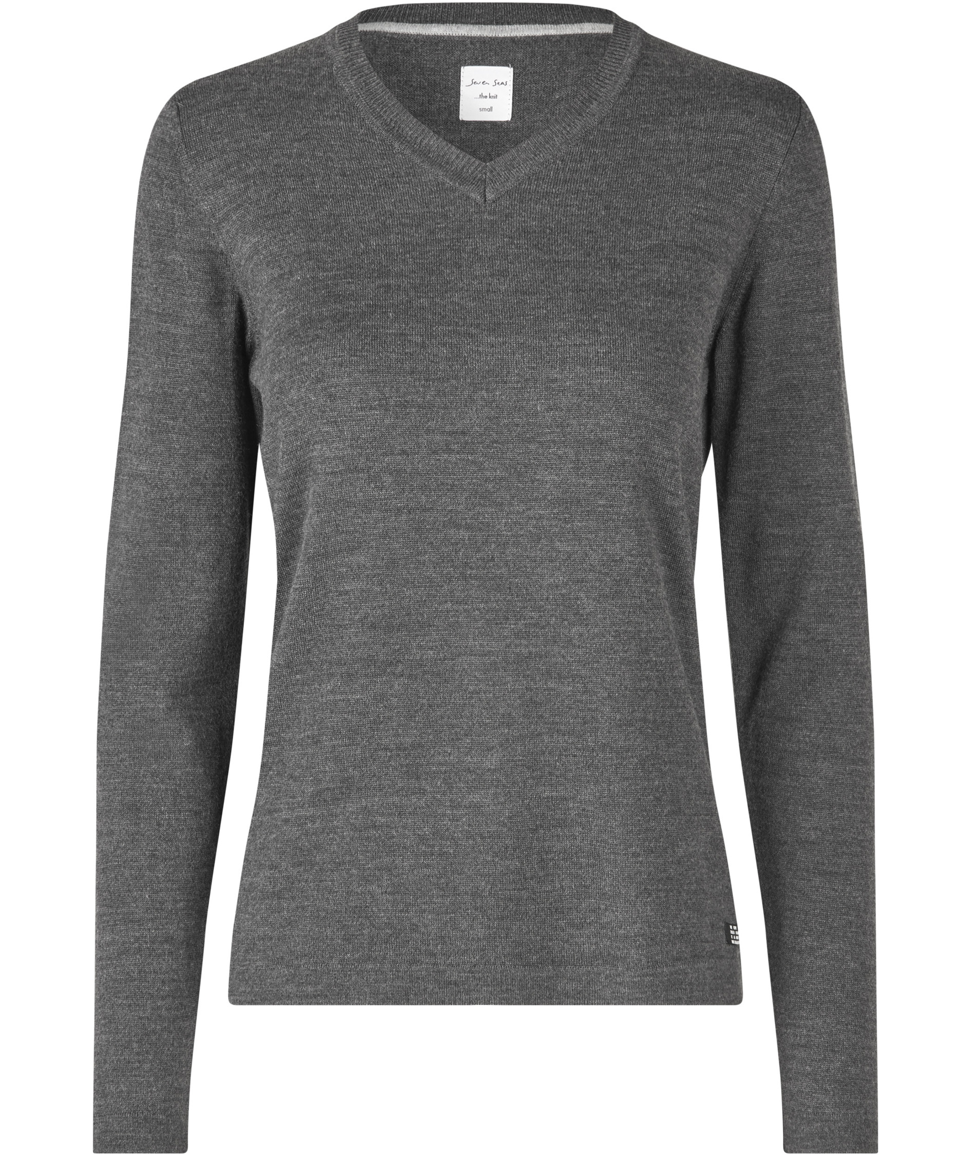 Seven Seas women's knitted pullover with wool, Dark Grey Melange, Dark Grey Melange, swatch