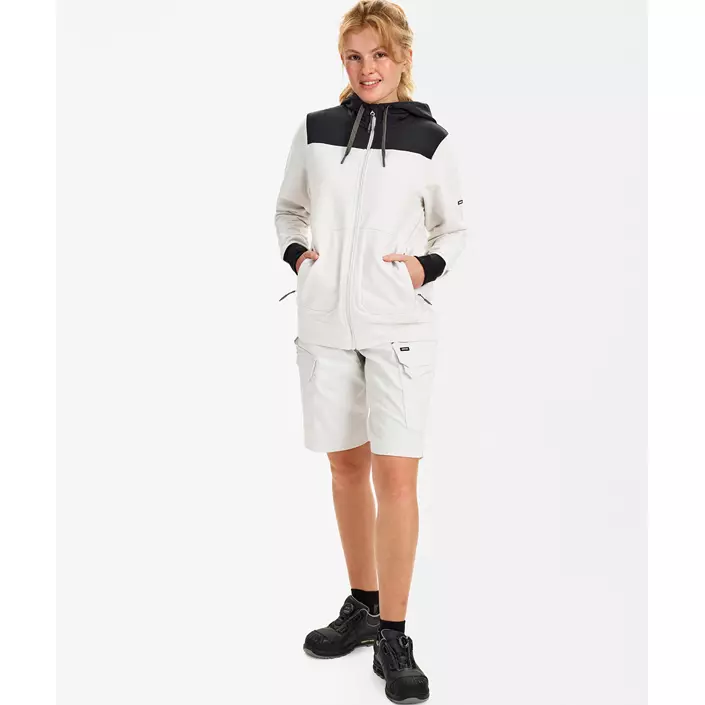 Engel Entire dame hættetrøje med lynlås, Bone White/Anthracite Grey, large image number 2
