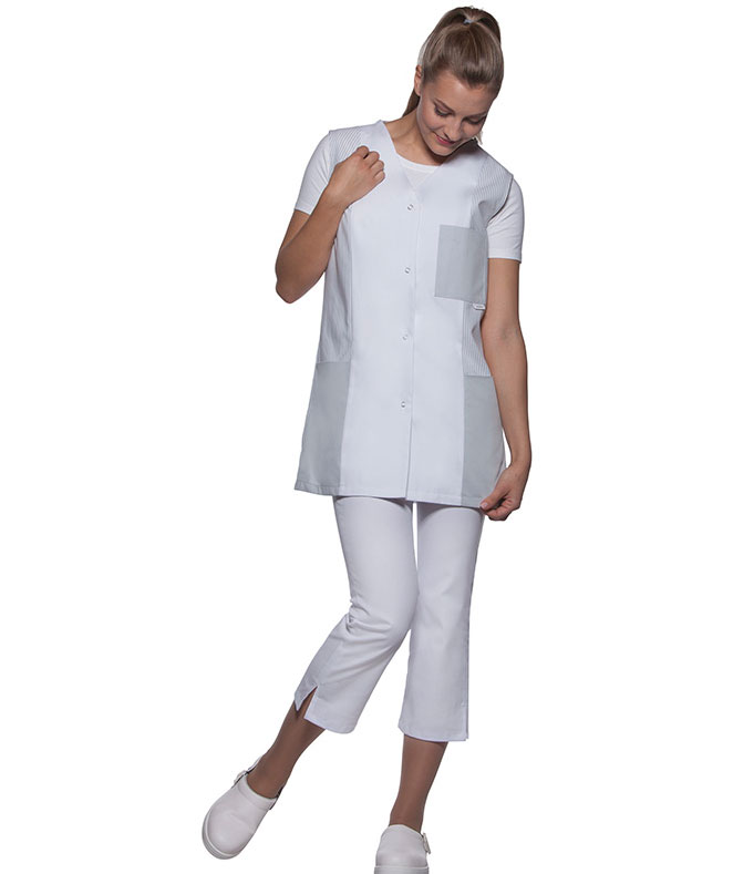 Karlowsky Sabrina Damen-Tunika ohne &Auml;rmel, White/light grey, White/light grey, large image number 2