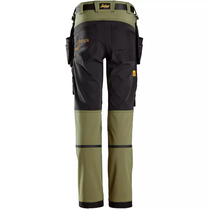Snickers AllroundWork håndværkerbukser 7575 til børn full stretch, Khaki Green/Black, large image number 2