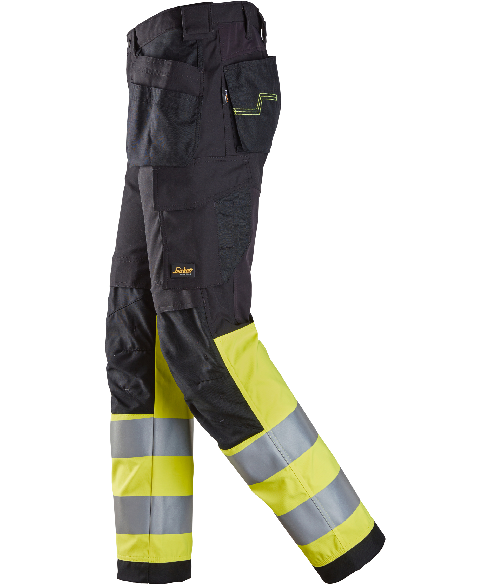 Snickers h&aring;ndverksbukse 6239, Svart/Hi-Vis Gul, large image number 3
