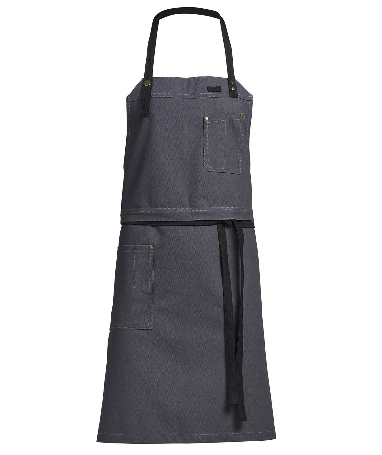 Kentaur Raw bib apron with pockets, Dark Grey, Dark Grey, large image number 0